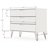 Manhattan Comfort Rockefeller 5-Drawer Dresser, 3-Drawer Dresser and 2-Drawer Nightstand in White 177GMC1